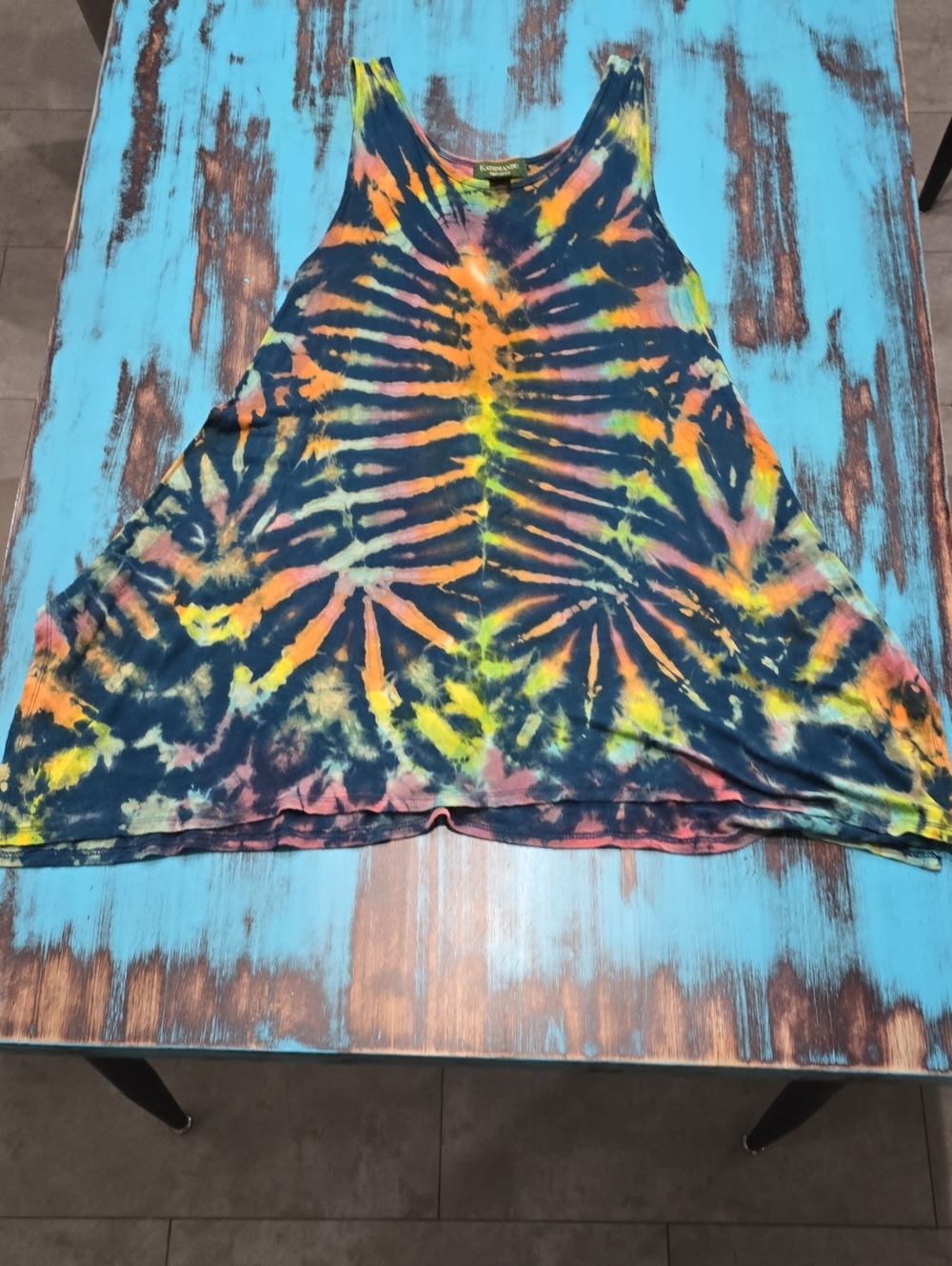 Kathmandu Tie-Dye Tank Top in Navy, Yellow, Orange